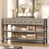 52" Console Table, Entryway Table with 3 Storage Drawers, 3 Tier Industrial Metal Sofa Table - 3 of 4