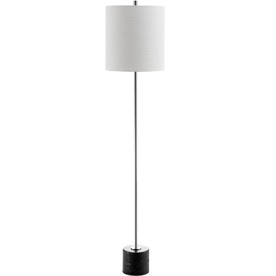Black and Chrome Adjustable Arc Floor Lamp with Drum Shade