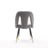 MAYEERTY Modern Contemporary Velvet Dining Chair - Nailheads, Gold-Tipped Black Metal Legs - 3 of 4