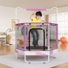 Hooseng 55" Hexagon Trampoline for Kids with Safety Enclosure Net, Indoor & Outdoor Toddler Trampoline with Adjustable Gymnastics Bar & Toys - 3 of 4