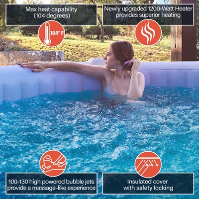Aleko 265-Gallon Black and White Inflatable Round Hot Tub
