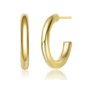 Sophisticated 14K Yellow Gold Open Hoop Earrings with a Modern and Elegant Design for Timeless Style - 1 of 3