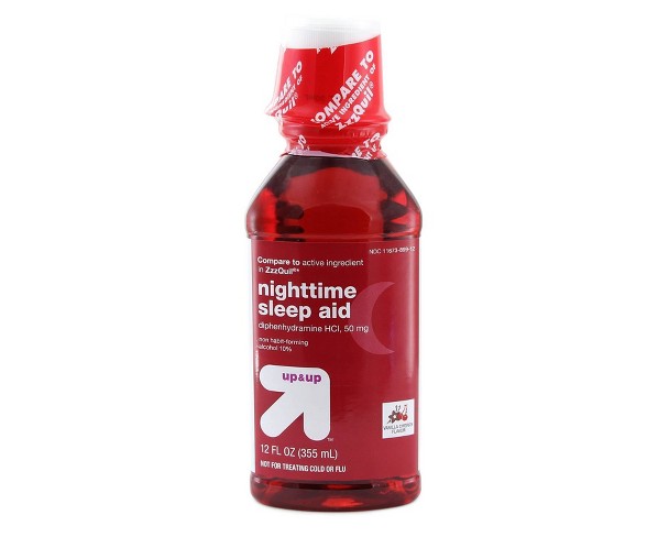 Diphenhydramine Nighttime  Aid Liquid - Cherry - 12 fl oz - Up&Up&#153;