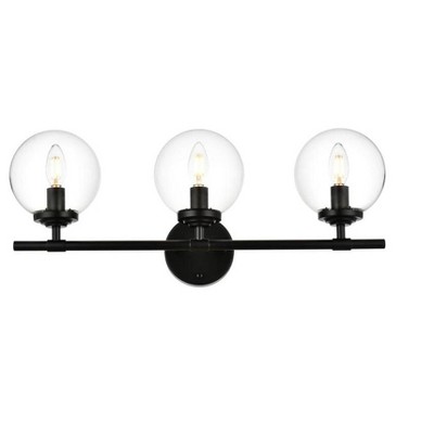 Elegant Lighting Ingrid 3 light Black and Clear Bath Sconce