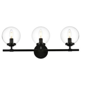 Elegant Lighting Ingrid 3 light Black and Clear Bath Sconce - 1 of 4