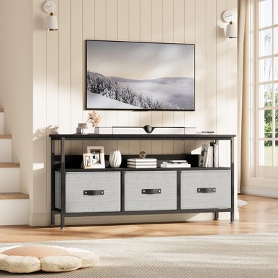 Garvee 55" TV Stand Entertainment Center with 3 Fabric Drawers, Rustic Dresser for Living Room, Bedroom