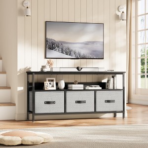 Garvee 55" TV Stand Entertainment Center with 3 Fabric Drawers, Rustic Dresser for Living Room, Bedroom - 1 of 4