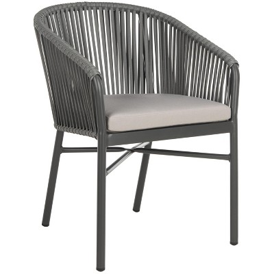 Matteo Gray Rope Arm Dining Chairs with Cushions, Set of 2