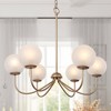LNC Ellan 6-Light 27'' Modern Candlestick Large Chandelier, Matte Gold with Opal Glass - 2 of 4