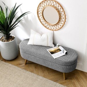 CAVINAS 43.5" Storage Ottoman Bench with Rubberwood Legs,Multi-Functional Ottoman with Storage,Storage Bench for Living Room,Bedroom - 1 of 4