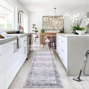 Boho Vintage Area Rug Ultra Thin Low Pile Machine Washable Stain Resistant Non Shedding Pet Friendly Floor Rug - 1 of 4