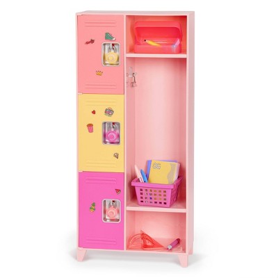 Our Generation School Spirit Pink Locker & Supplies Accessory Set for 18" Dolls