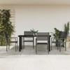 vidaXL Patio Dining Set Outdoor Table and Chair Black Steel and Textilene - 63" Table Length 4 Items - 2 of 4