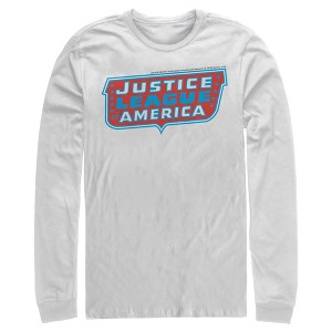 Men's Justice League Patriotic Frame Logo Long Sleeve Shirt - 1 of 3