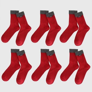 Anna-Kaci Women's Two-Tone Ribbed Socks 6pk - Classic & Comfortable Mid-Calf Socks for Everyday Wear - 1 of 3