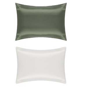 Unique Bargains Silk Soft and Smooth Envelope Closure Pillowcase Queen 20"x30" 2 Pcs - 1 of 4