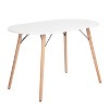 Homy Casa 47.2" Oval Mid-Century Dining Table with Beechwood Legs, White - 3 of 4