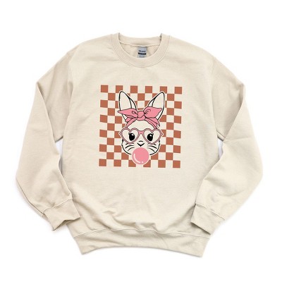 Simply Sage Market Women's Graphic Sweatshirt Checkered Bunny