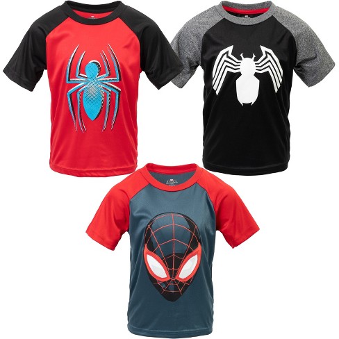 Marvel Spider-man Venom Miles Morales Big Boys 3 Pack Athletic T-shirts  Gray/black/red 14-16 : Target