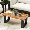 Costway Teak Wood Patio Table with  River Feel Epoxy Tabletop Indoor Outdoor Side Table - 4 of 4
