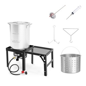 ROVSUN 30QT Turkey Fryer with 54000BTU Propane Gas Stove, Outdoor Deep Fryer Aluminum Seafood Boiler for Crawfish Boiling - 1 of 4