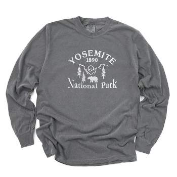 Simply Sage Market Women's Embroidered Yosemite National Park Long Sleeve Garment Dyed Tee