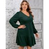 Coolmee Women Plus Size Casual V-Neck Long Sleeve Layered Loose Flowy Mini Dress With Pocket - 2 of 4