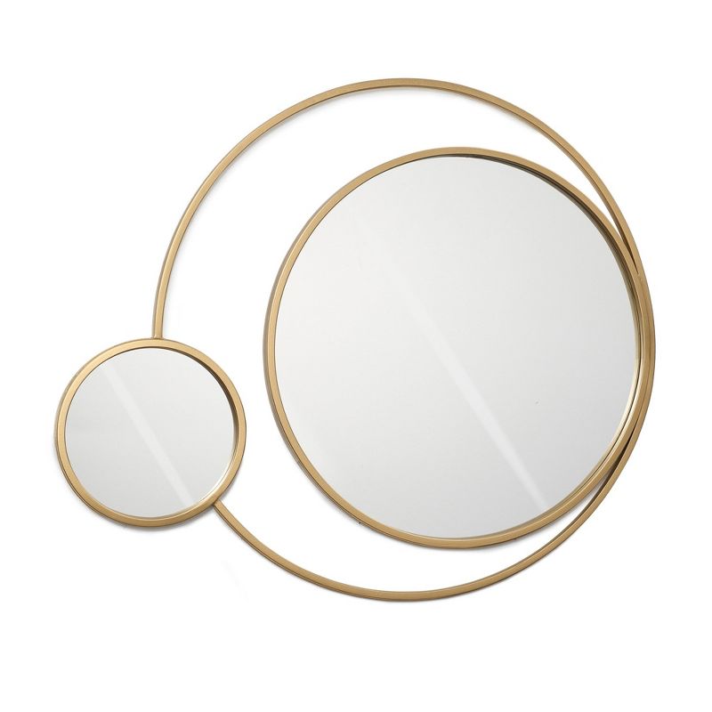 LuxenHome Orbit Modern Gold Metal Frame Round Wall Mirror, 2 of 10