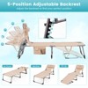 Tangkula 2PCS Beach Lounge Chair Reclining Chair with 5 Adjustable Positions Detachable Pillow &Hand Ropes Blue/Black/Gray/Turquoise/Beige/Pink - 3 of 4