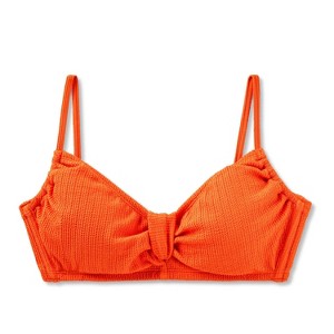 Women's Pucker Tab Front Bralette Bikini Top - Shade & Shore™ Orange - 1 of 3
