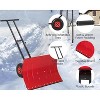 30 Inch Heavy Duty Wheeled Snow Shovel with Adjustable 5-Position Handle and Multi-Angle Carbon Steel Blade, Ergonomic Back-Saving for Pavement, Yard - 4 of 4