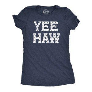 Womens Yee Haw T Shirt Funny Southern Fourth Of July American Flag Tee For Ladies - Crazy Dog Women's T Shirt - 1 of 4