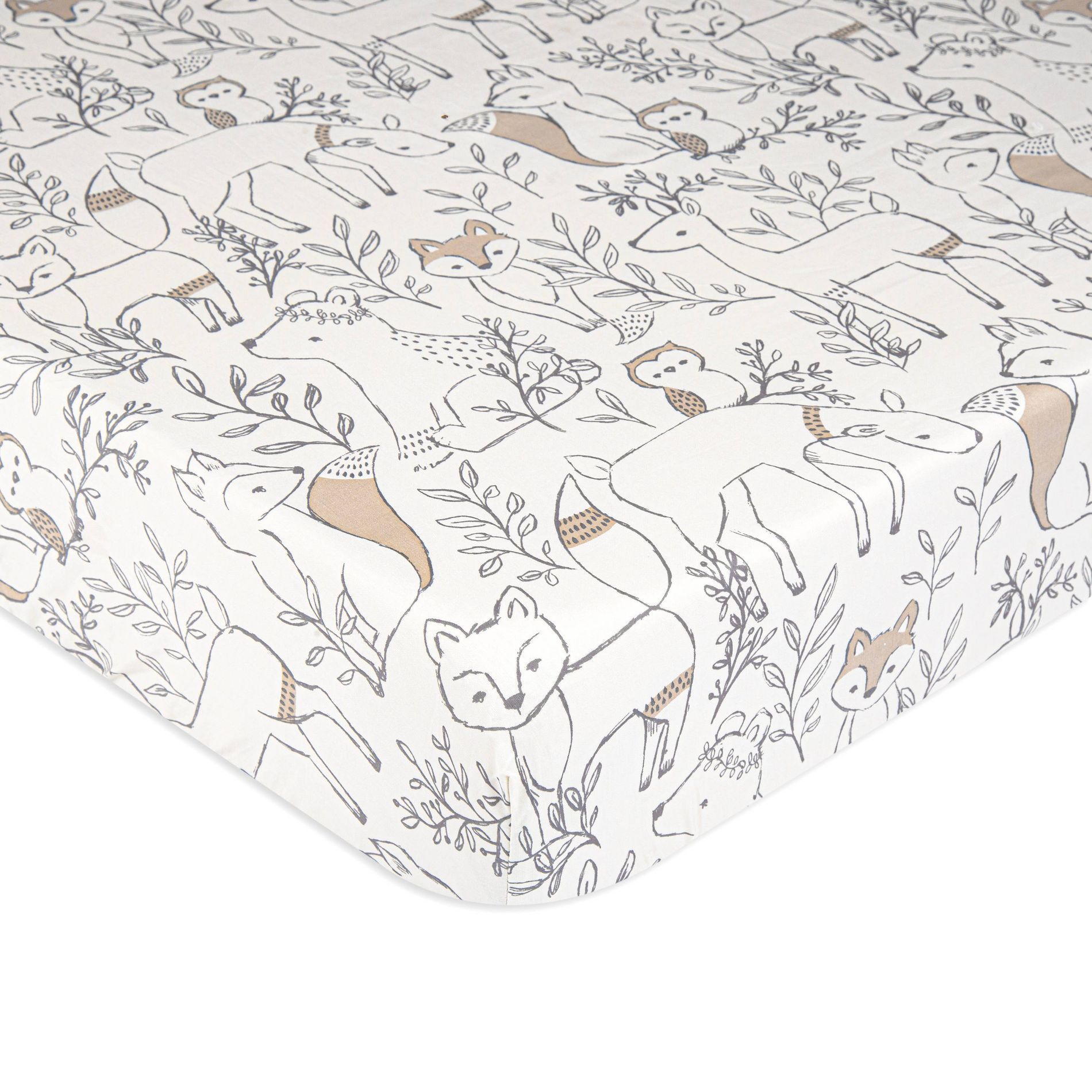 Crane Baby Cotton Sateen Fitted Crib Sheet - Ezra Woodland