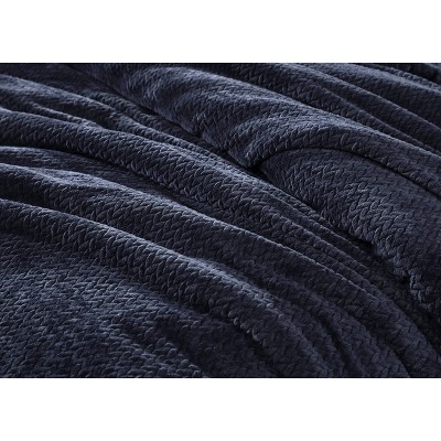 King Blue Microfiber Reversible Comforter Set with Textured Accents