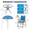 6 Pieces Outdoor Dining Set With Umbrella, Patio Table and 4 Folding Chairs With Umbrella, Garden Patio Furniture Set With Umbrellas, for Patio - 3 of 4