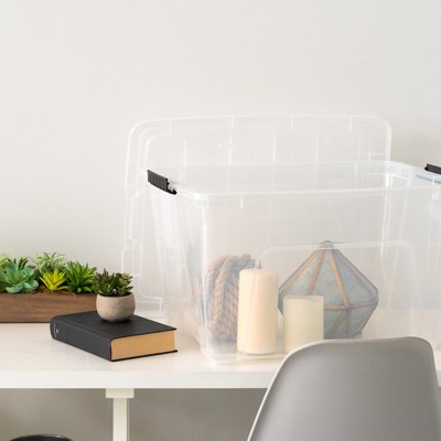 Clear Stackable Plastic Storage Bins with Lids, 54 Qt, 4 Pack