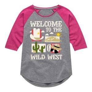 Girls' - Instant Message - Welcome To The Wild West Shirt Tail Raglan Graphic T-shirt - 1 of 4