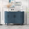 TiramisuBest Retro 3-Door Sideboard with Large Storage Space，Rattan Doors and Metal Handles, Accent Cabinet for Living and Hallway (Antique Black) - 2 of 4