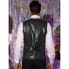 Lars Amadeus Men's Western PU Faux Leather Waistcoat Vest with Bow-Tie - 3 of 4