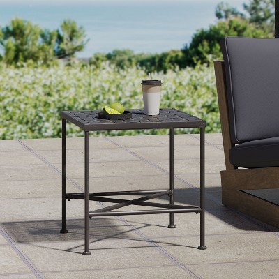 Petra Black Iron Square Outdoor Side Table