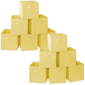 Casafield Set of 12 Collapsible Fabric Storage Cube Bins, Foldable Cloth Baskets for Shelves and Cubby Organizers - 1 of 4