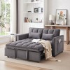 TiramisuBest 55" Velvet Foldable Sofa Bed with Adjustable Backrest and USB Port, 2-Seat Convertible Sleeper Couch with Pillows, Light Gray - 2 of 4