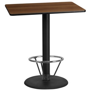 Emma and Oliver 30"x42" Walnut Laminate Bar Table Top-24"RD Base/Foot Ring - 1 of 1
