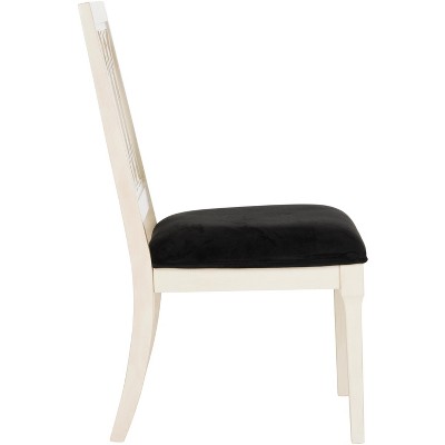 Mayfair Elegance 22" Black Velvet and White Wood Side Chair (Set of 2)