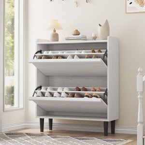 Shoe Cabinet with 3 Flip Drawers, Modern Shoe Storage for Entryway, Wooden Shoe Organizer Cabinet with Adjustable Shelf, Hidden Shoe Rack - 1 of 4
