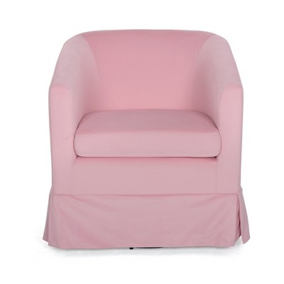 Vynxaria 27.36" Wide Swivel Accent Chair - Pink