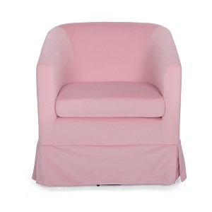 Vynxaria 27.36" Wide Swivel Accent Chair - Pink - 1 of 4