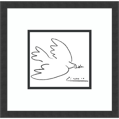 16" x 16" Dove of Peace by Pablo Picasso Framed Wall Art Print - Amanti Art