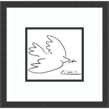 16" x 16" Dove of Peace by Pablo Picasso Framed Wall Art Print Black - Amanti Art