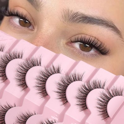 Natural Lashes Wispy Lashes Natural Look False Eyelashes Natural Flared Eyelashes False Eye 7 Pairs